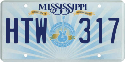 MS license plate HTW317