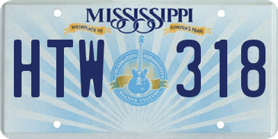 MS license plate HTW318