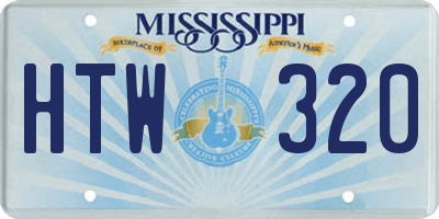 MS license plate HTW320
