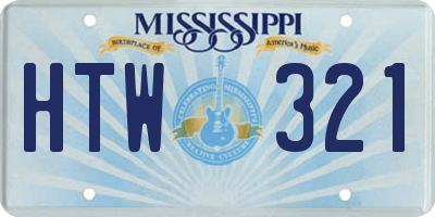 MS license plate HTW321