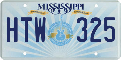 MS license plate HTW325