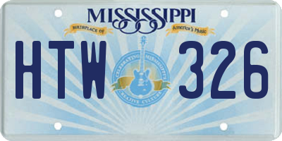 MS license plate HTW326