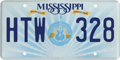 MS license plate HTW328