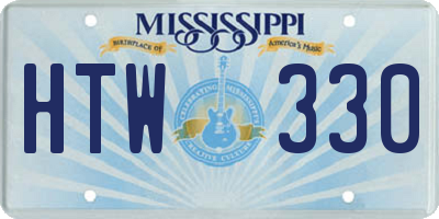 MS license plate HTW330