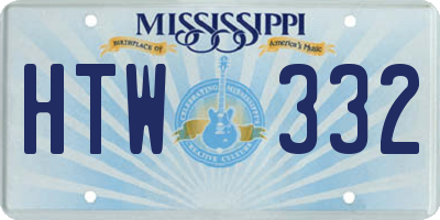 MS license plate HTW332