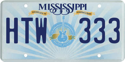 MS license plate HTW333