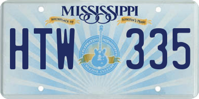 MS license plate HTW335