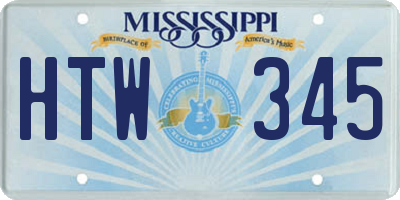 MS license plate HTW345