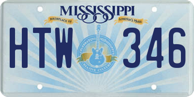 MS license plate HTW346