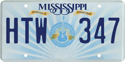 MS license plate HTW347