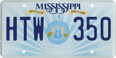 MS license plate HTW350