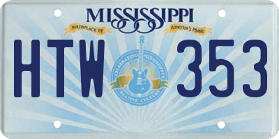 MS license plate HTW353
