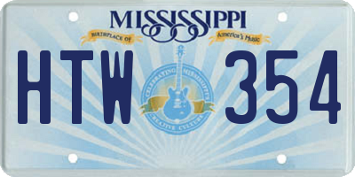 MS license plate HTW354