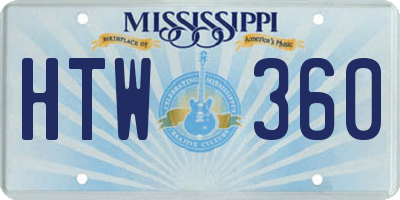 MS license plate HTW360