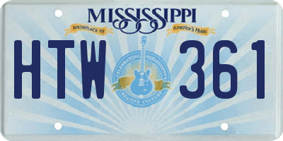 MS license plate HTW361
