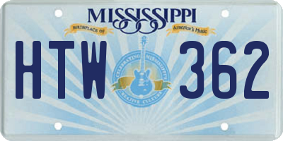 MS license plate HTW362