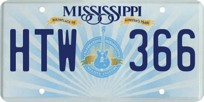 MS license plate HTW366