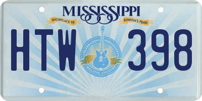 MS license plate HTW398