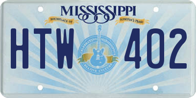 MS license plate HTW402