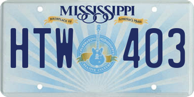 MS license plate HTW403