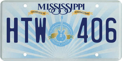 MS license plate HTW406
