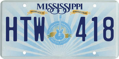 MS license plate HTW418