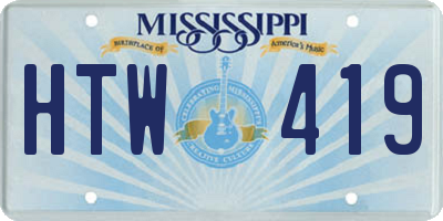 MS license plate HTW419