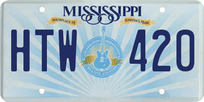MS license plate HTW420
