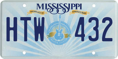 MS license plate HTW432