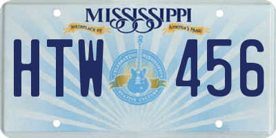 MS license plate HTW456