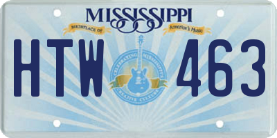MS license plate HTW463