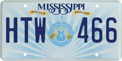 MS license plate HTW466