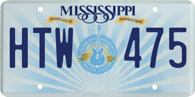 MS license plate HTW475
