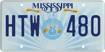 MS license plate HTW480