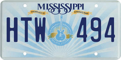 MS license plate HTW494