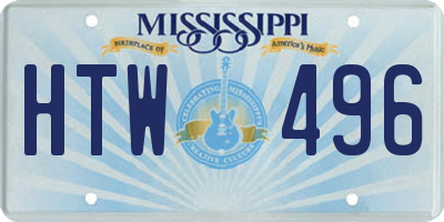 MS license plate HTW496