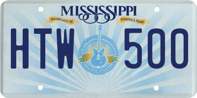 MS license plate HTW500