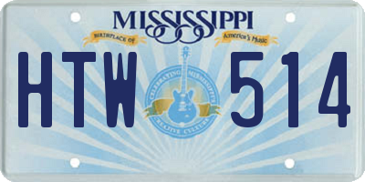MS license plate HTW514