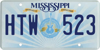MS license plate HTW523