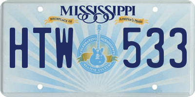 MS license plate HTW533