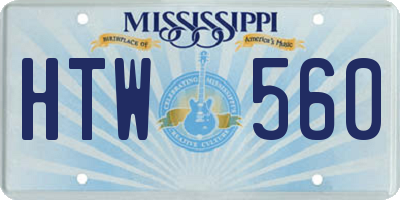 MS license plate HTW560