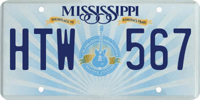 MS license plate HTW567