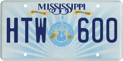 MS license plate HTW600