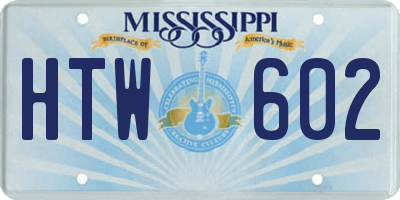 MS license plate HTW602