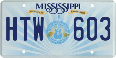 MS license plate HTW603