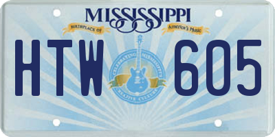 MS license plate HTW605