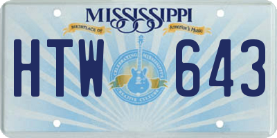 MS license plate HTW643
