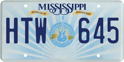 MS license plate HTW645