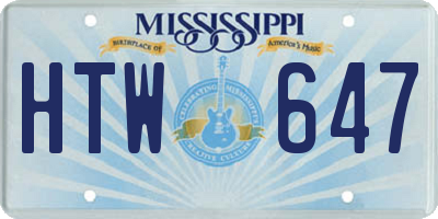 MS license plate HTW647