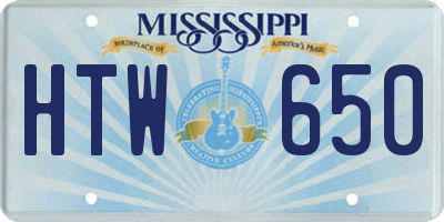 MS license plate HTW650